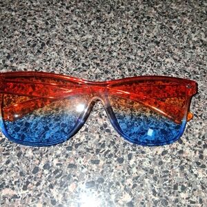 Translucent Red-to-Blue Gradient Sunglasses